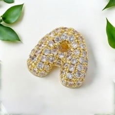 Lettere iniziali in ottone dorato con strass 10.5x9.5mm 1pz Gioie d'Oriente 2