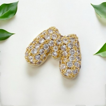 Lettera iniziale M in ottone dorato con strass 10.5x9.5mm 1pz Gioie d'Oriente