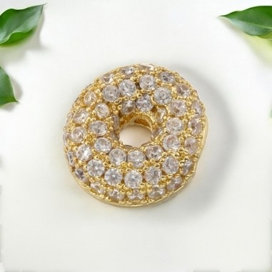 Lettera iniziale O in ottone dorato con strass 10.5x9.5mm 1pz Gioie d'Oriente