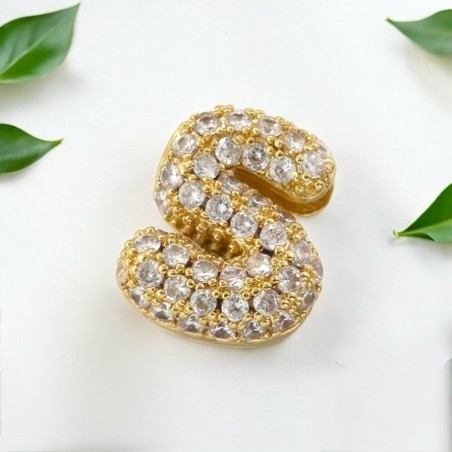 Lettera iniziale S in ottone dorato con strass 10.5x9.5mm 1pz Gioie d'Oriente