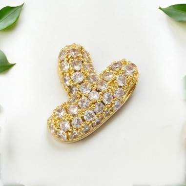 Lettera iniziale Y in ottone dorato con strass 10.5x9.5mm 1pz Gioie d'Oriente