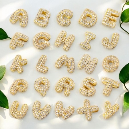 Lettere iniziali in ottone dorato con strass 10.5x9.5mm 1pz Gioie d'Oriente