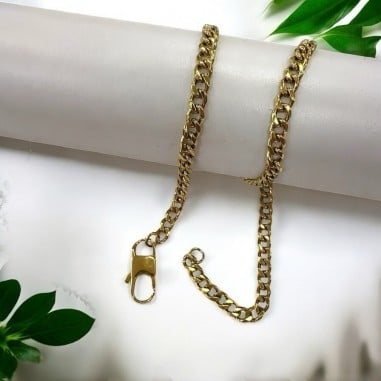 Collana con maglia groumette piatta di 6mm in Acciaio inox oro 50cm | GDO