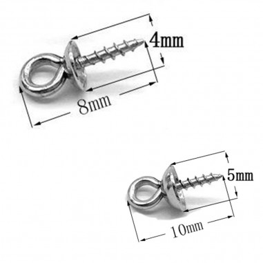 Perni a occhiello a vite piccoli in acciaio inox, misure 4mm e 5mm, 20pz, marchio Gioie d'Oriente