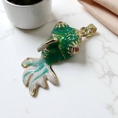 Ciondolo Pesciolino in ottone smaltato cloisonné 26x14mm 1pz - tiffany | GDO