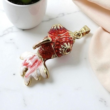 Ciondolo Pesciolino in ottone smaltato cloisonné 26x14mm 1pz - rosso | GDO