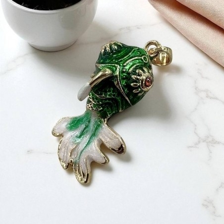 Ciondolo Pesciolino in ottone smaltato cloisonné 26x14mm 1pz - verde | GDO