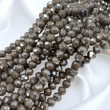 Mezzi cristalli sfaccettati, cammello AB, rondelle 4x6mm, filo 84 perle, marchio Gioie d'Oriente