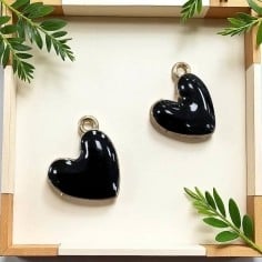 Ciondolo Cuore smaltato in ottone dorato 16x15mm 2pz colori vari Gioie d'Oriente