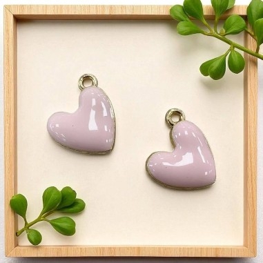 Ciondolo Cuore smaltato in ottone dorato 16x15mm 2pz colori vari Gioie d'Oriente