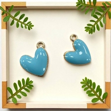 Ciondolo Cuore smaltato in ottone dorato 16x15mm 2pz colori vari Gioie d'Oriente