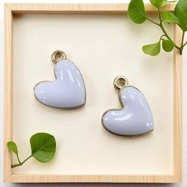Ciondolo Cuore smaltato in ottone dorato 16x15mm 2pz colori vari Gioie d'Oriente