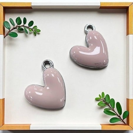 Ciondolo Cuore smaltato in ottone argentato 16x15mm 2pz - Vari colori Gioie d'Oriente