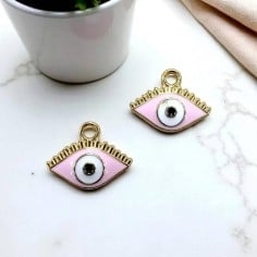 Ciondolo a forma di Occhio smaltato in ottone dorato 12x16mm 2pz -Vari colori | GDO 2