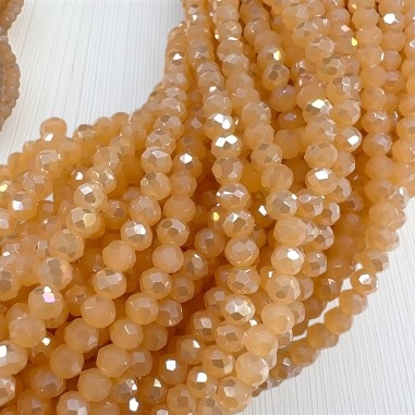 Filo mezzi cristalli rondelle 2x3mm cipria AB, sfaccettati briolette, marchio Gioie d'Oriente