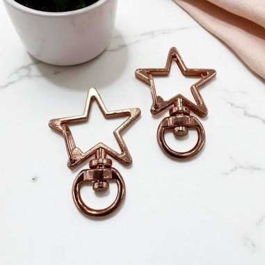 Gancio per Portachiavi a forma di Stella in metallo 23x33mm 2pz - oro rosa | GDO