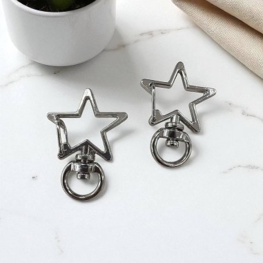 Gancio per Portachiavi a forma di Stella in metallo 23x33mm 2pz - argento rodiato | GDO