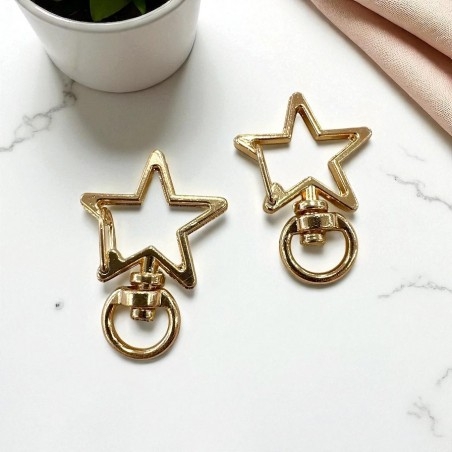 Gancio per Portachiavi a forma di Stella in metallo 23x33mm 2pz - oro chiaro | GDO