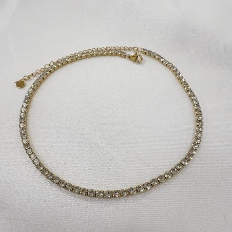 Collana tennis in Acciaio inossidabile con zirconi 30+9cm | GDO