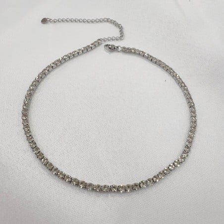 Collana tennis in Acciaio inossidabile con zirconi 30+9cm | GDO