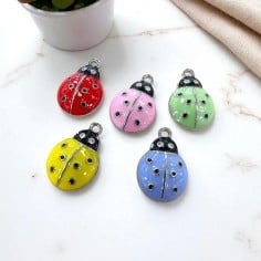 Ciondolo Coccinella smaltata in ottone argento 14x21mm 1pz - Vari colori | GDO