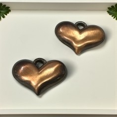 Ciondoli cuore in argentone rame 20 x 28 mm 2pz Gioie d'Oriente