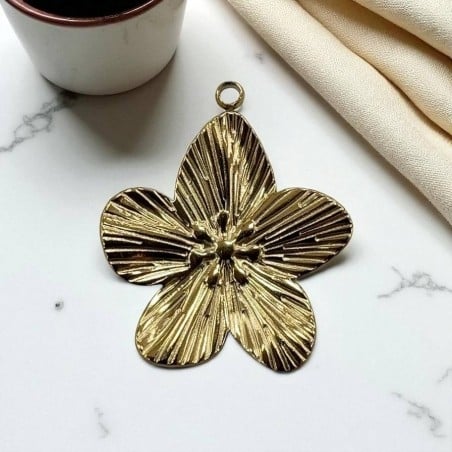Ciondolo fiore 3D in acciaio 20x24 35x31 mm 1pz colori vari Gioie d'Oriente