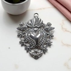 Ciondolo cuore sacro in acciaio 25x30 mm 1pz colori vari Gioie d'Oriente 2