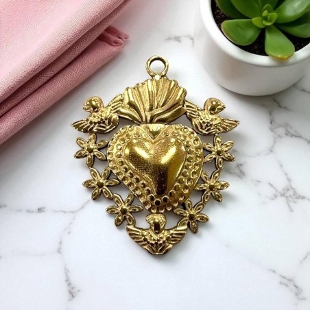 Ciondolo cuore sacro in acciaio 25x30 mm 1pz colori vari Gioie d'Oriente