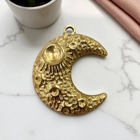 Ciondolo luna crescente 3D in acciaio 24.5x30 mm 1pz colori vari Gioie d'Oriente