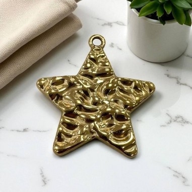 Ciondolo stella martellata in acciaio 34.5x37 mm 1pz colori vari Gioie d'Oriente