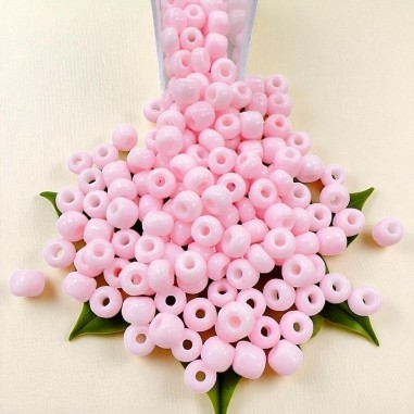 perline conteria, vetro rosa chiaro, tonde miste 3mm 4mm, marchio Gioie d'Oriente