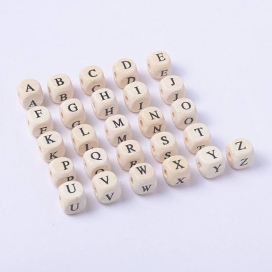 Perline cubo con Lettere dell'alfabeto in legno 10mm 5pz | GDO