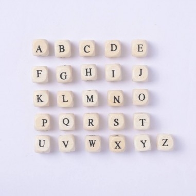 Perline cubo con Lettere dell'alfabeto in legno 10mm 5pz | GDO