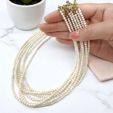 Collana Micro di Perle di Fiume tonde 3.5mm e Acciaio oro 40+5cm | GDO