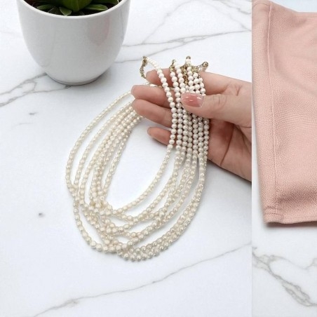 Collana di Perle di fiume naturali tonde 5mm e Acciaio oro 40+5cm | GDO