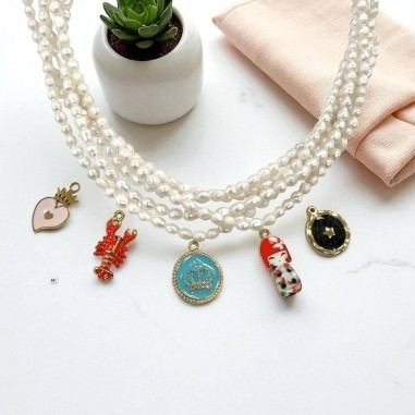 Collana di Perle di fiume naturali a goccia 4.5-5mm in Acciaio oro 40+5cm | GDO