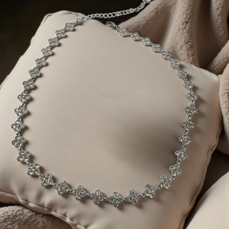 Collana di Quadrifogli con zirconi in Acciaio inossidabile 37+8cm | GDO