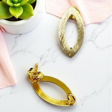 Base orecchini a forma Ovale allungata in ottone satinato oro 10x20mm 1 paio | GDO