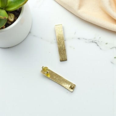 Base orecchini Rettangolo piatto in ottone satinato oro 7x35mm 1 paio | GDO