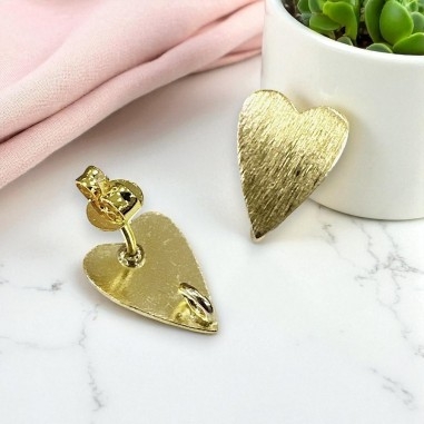 Base orecchini a forma di Cuore in ottone satinato oro 10x14mm 1 paio | GDO