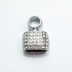 Terminali campana in metallo con strass, 12.5x18mm, foro 7x14mm, set 2 pezzi, con anelli, marchio Gioie d'Oriente 2