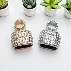 Terminali campana in metallo con strass, 12.5x18mm, foro 7x14mm, set 2 pezzi, con anelli, marchio Gioie d'Oriente