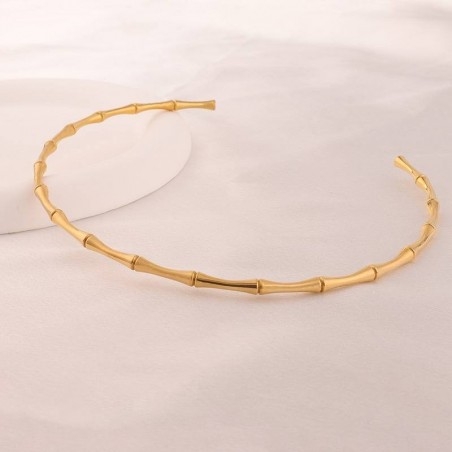 Collana rigida effetto bambù in acciaio inossidabile oro diametro 13.5cm 1pz | GDO