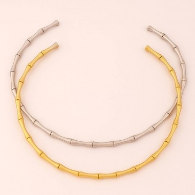 Collana rigida effetto bambù in acciaio inossidabile diametro 13.5cm 1pz | GDO