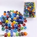 Perline in vetro, forma rondella, mix colori, foro largo 5x7.5mm, confezione 300 pezzi, marchio Gioie d'Oriente