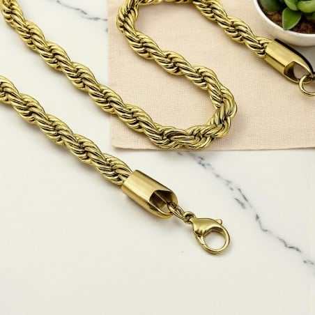 Collana attorcigliata in Acciaio dorato spessore 7mm - Varie lunghezze | GDO