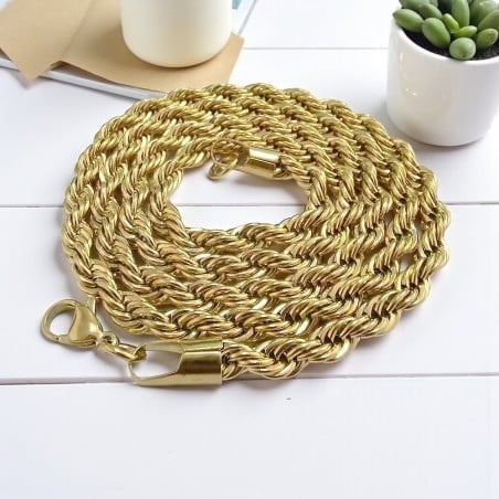 Collana attorcigliata in Acciaio dorato spessore 7mm - Varie lunghezze | GDO