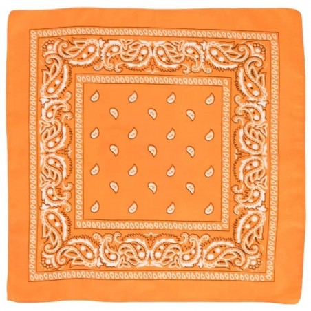 Bandana in cotone, stile vintage, fantasia arancione chiaro 55x55cm, marchio Gioie d'Oriente