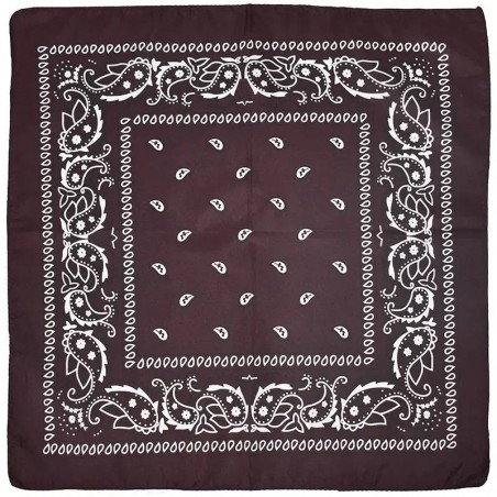 Bandana in cotone, stile vintage, fantasia marrone scuro, 55x55cm, marchio Gioie d'Oriente